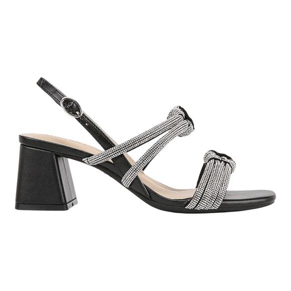 LifeStride Women's Celeste Block Heel Square Slingback Sandals Black Size 9 W - Picture 2 of 5